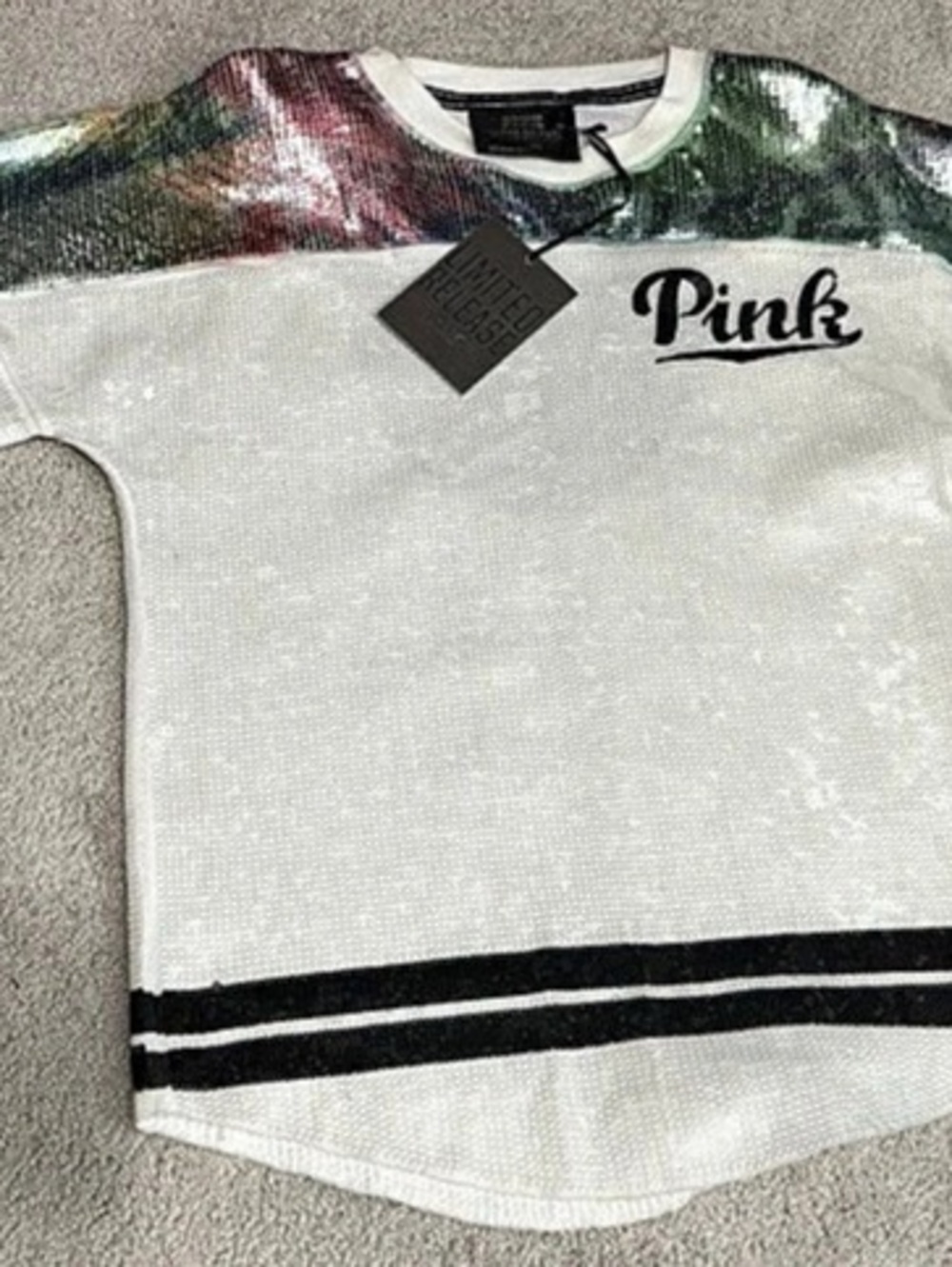 Pink VS Limited Release Sequin Color Block Top Size XS NWT